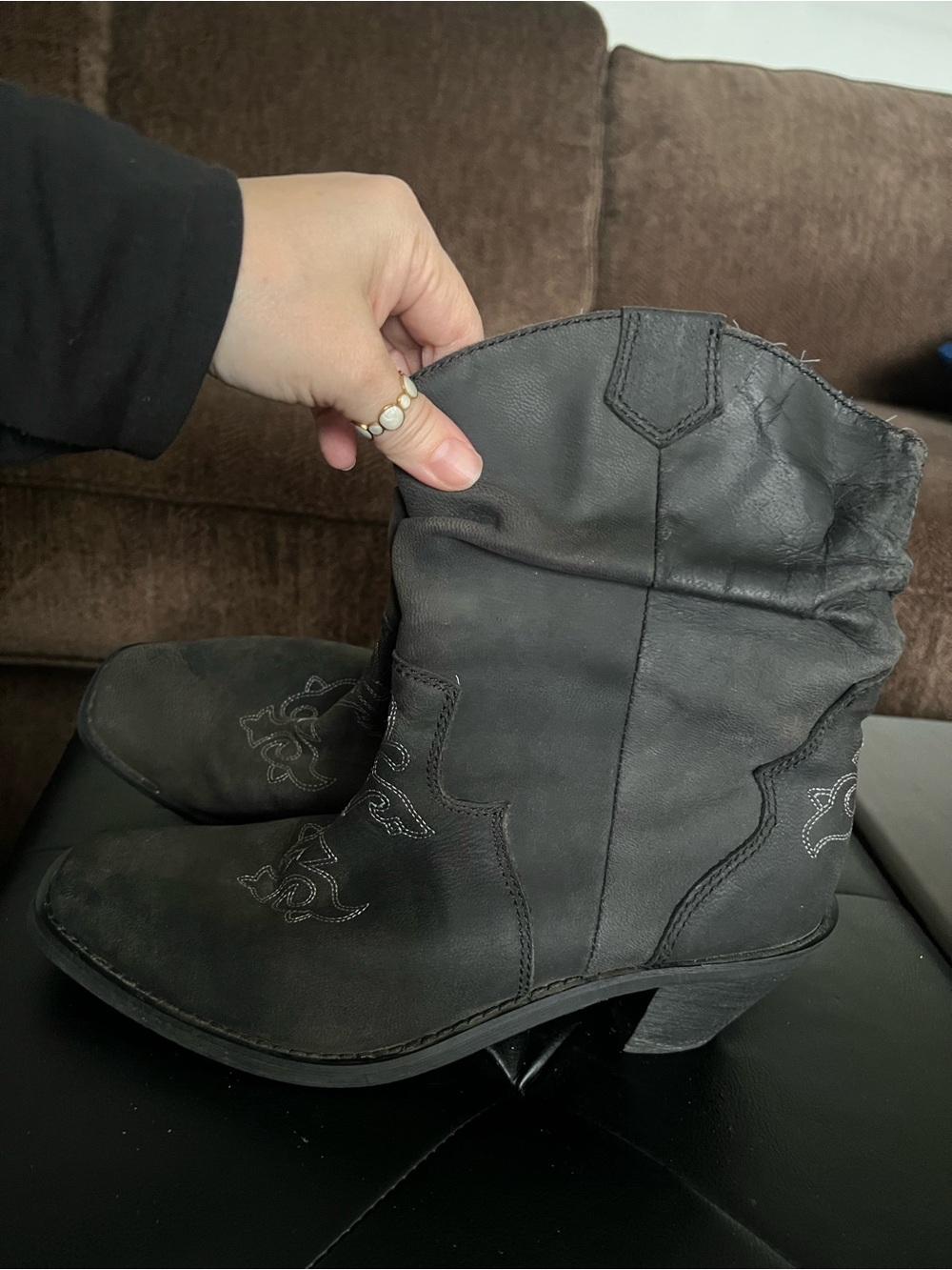 Santa Fe Boot Co Black Leather Western Ankle Boots Women’s 8.5 Cowgirl Booties